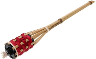 Bamboe Fakkel - Tuinlamp Fakkel - Buiten Decoratie - Woven Bamboe - 58 cm - Rood