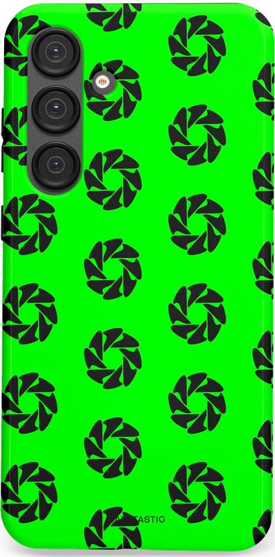 Casetastic hoesje geschikt voor Samsung Galaxy S25 Plus - Dubbellaagse bescherming - Neon Groene Cirkels - Fashion Case - Groen Zwart
