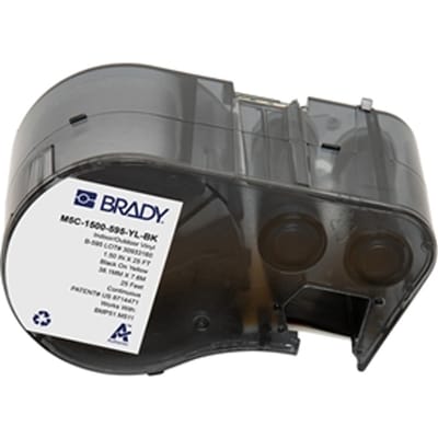 Brady M5C-1500-595-YL-BK tape vinyl zwart op geel | 38,1 mm x 7,62 m (origineel)