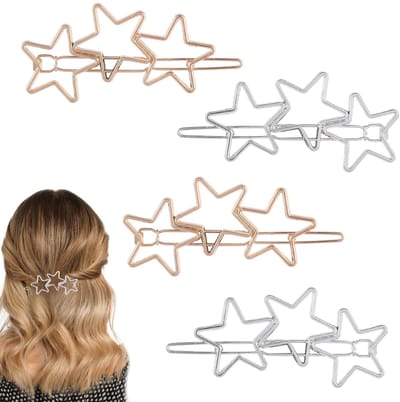 Dailygoods- Haaraccessoires met metalen sterren - Haarspelden dames - Haarspelden meisjes - Trendy haaraccessoires - 4 stuks - Sterke hechtkracht
