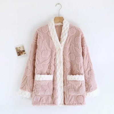 Nieuwe Winter Eendelig Top Flanel Pyjama met Verdikt Koraalfleece Dames Schattige Lange Mouwen Huiskleding Nachtkleding M white
