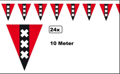 24x Amsterdam Vlaggenlijn 10 meter - Vlaglijn 020 hoofdstad festival thema feest ajax vlag stad steden