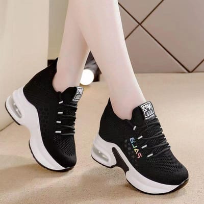 Ademende Dikkere Zool Comfortabele Dames Sneakers Nieuwe Dames Veterschoenen met Wedge Veelzijdige Damesschoenen 40