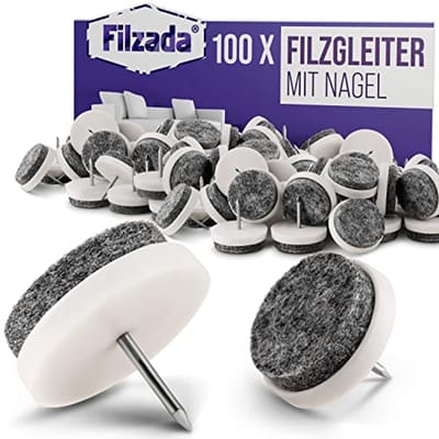 Viltglijders voor meubilair - Professionele nagels - Ø 24 mm (wit) - 100 stuks