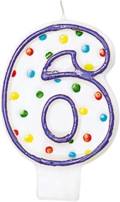 Amscan Verjaardagskaars 6 - Polka Dots 7,6 Cm Paars/wit