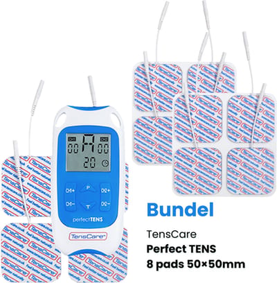 TensCare - Bundel Perfect TENS + 2x 4 pads 50×50mm (1 set) | TENS apparaat | Pijnverlichting | Elektrodentherapie | electroden pads tens | elektrodenpads | Zelfklevende Elektroden Pads |