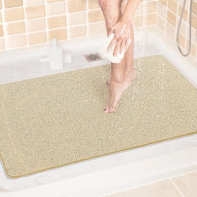 Badkamermat - Antislip - 40x60cm - PVC - Met Afvoergaten Snel Drogend - Luffa Oppervlak Massage - Voor Douche/Bad/Zwembad - Voor Ouderen/Kinderen/Gezin - Beige - 40x60cm - 1 Stuk