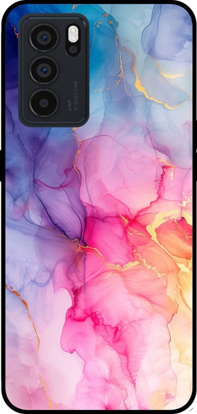 Smartphonica Telefoonhoesje Geschikt voor Oppo Reno6 Pro met marmer opdruk - TPU backcover case marble design - Regenboog geschikt voor Oppo Reno6 Pro