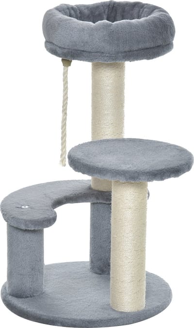 PawHut Kattenboom klimboom speelboom kattenbed kattenkrabboom grijs D30-202