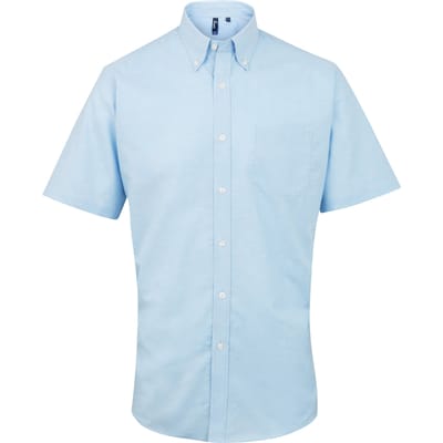 Premier Herenhandtekening Oxford Short Sleeve Work Shirt (Lichtblauw)