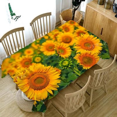 Zonnebloem Bloem Patroon Tafelkleed Huis Woonkamer Eettafel Koffietafel Anti-Fouling Tafelkleed Buiten Picknickkleed 140x140cm55x55inch