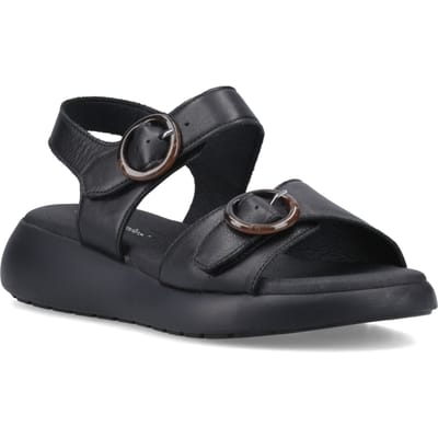 Hush Puppies Alison Leren Dames Zwarte Sandalen