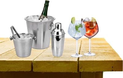 Complete bar set met 4x Gin Tonic cocktailglazen en cocktailshaker