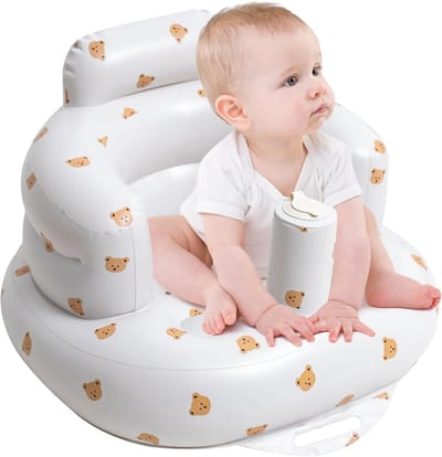 Opblaasbare Babystoel voor 3-36 Maanden: Draagbare Stoel met Pomp, Ondersteuning voor Nek en Ideaal voor Reizen en Borstvoeding