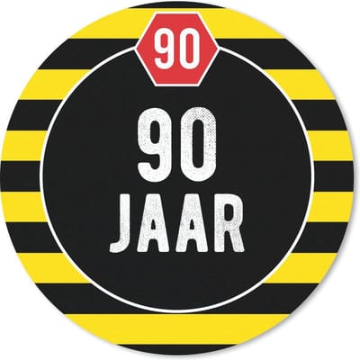 Muismat rond 20x20 cm - Mousepad Jubileum - Design - 90 jaar - Ronde muismatten