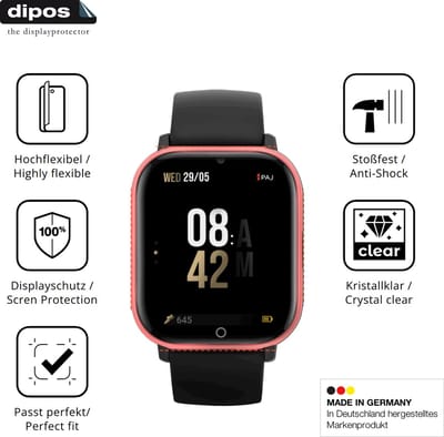 dipos – 2x Beschermfolie geschikt voor PAJ GPS Tracker Kids Smartwatch | 3D Full Cover Screenprotector | 100% Passend