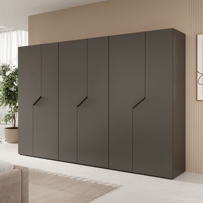 Meubella - Arena - Kledingkast 6-deurs - Zwart - 300x202x50 cm