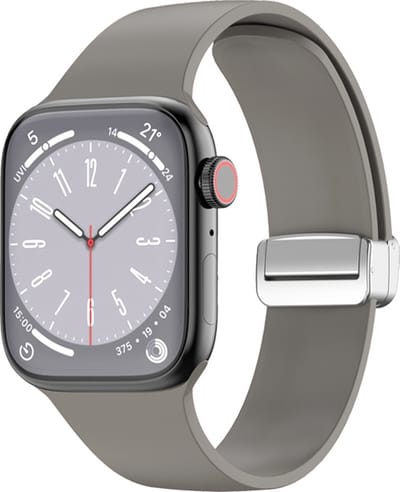 By Qubix - Geschikt voor Apple Watch bandje - Siliconen bandje - Folding Buckle - Grijs - Geschikt voor Apple Watch 38mm / 40mm / 41mm / 42mm - siliconen sport bandje - smartwatchbandje