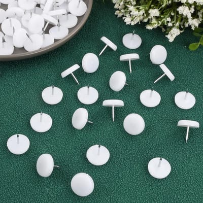 100 stuks kunststof stoelglijders, meubelglijders, vloerbeschermers, 20 mm Ø, 5 mm dik, beschermingspads voor nagels van meubels, stoelen en tafelpoten - Wit