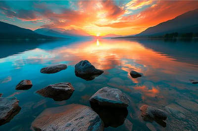 Sunset Collection II - 90cm x 60cm - Fotokunst op akoestisch schilderij | Wanddecoratie