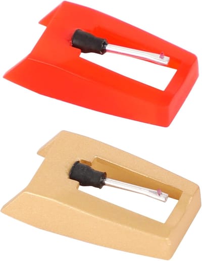 2 Pieces Turntable Needles Replace - Stylus Needle for Turntable - Diamond Tip Stylus Needle Accessories for Vinyl Record Player - LP Record Player - Victrola - ION - Crosley (Golden - Red)