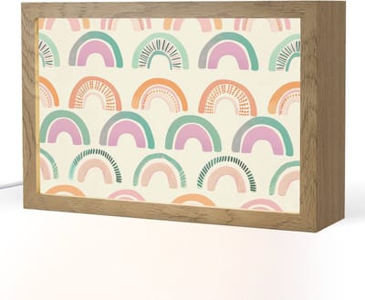 Nachtlampje 30x20 cm - Kinder lampje - Regenboog - Pastel - Patroon - Tafellamp kinderkamer - Slaapkamer lamp - Bedlamp kinderen - Kinderlampje stopcontact - Wandlamp babykamer - Nachtlampjes