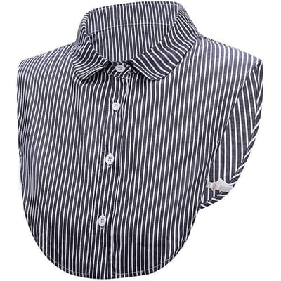Dames Klassiek Gestreept Afneembare Nepkraag Shirt Dickey Halve Blouse Valse Kraag voor Dame Meisjes Mannen gray