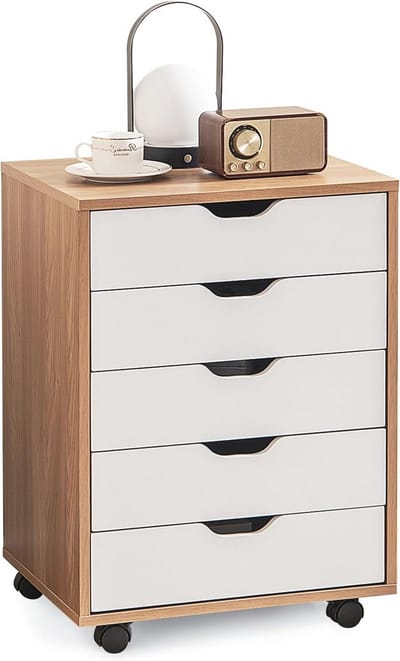 Mobiele opbergdoos met 5 laden en wielen voor woonkamer, slaapkamer, en kantoor