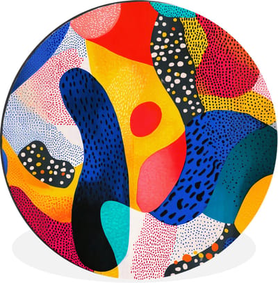 WallCircle - Wandcirkel - Muurcirkel - Vormen - Abstract - Stippels - Blauw - Aluminium - Dibond - 30x30 cm - Binnen en Buiten