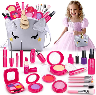 Make-upset voor Meisjes - Speelgoedkoffer met Nep-Make-up voor Kinderen van 3 tot 10 Jaar