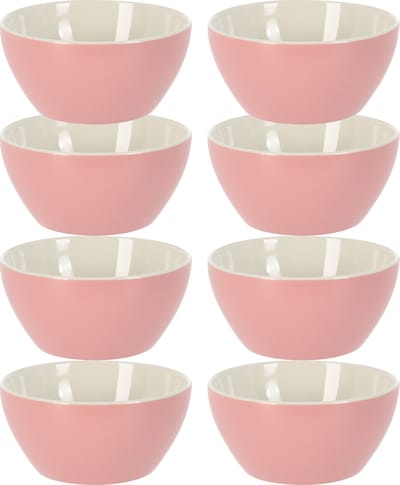 Excellent Houseware Soepkommen/schaaltjes - 8x - Acapulco - porselein - D14 x H6.5 cm - lichtroze