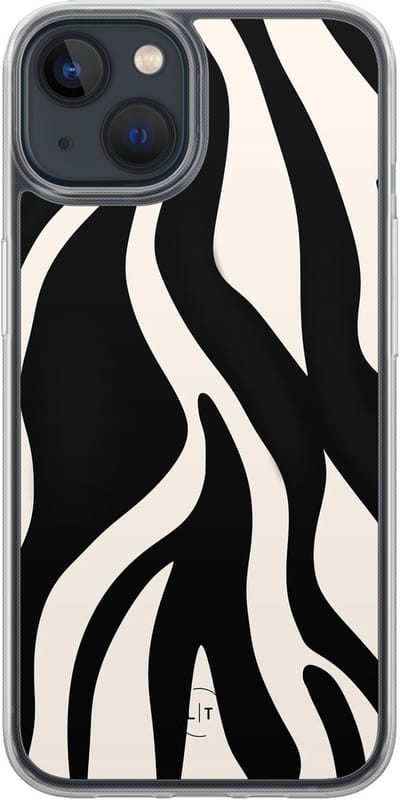 Hoesje geschikt voor iPhone 13 - Zebra - 2in1 backcover - Print / Illustratie - Zwart - Leuke Telefoonhoesjes