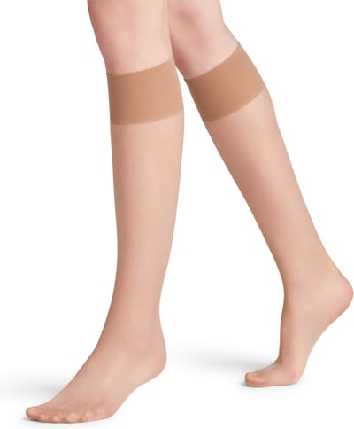 FALKE Seidenglatt eenkleurig materiaal Sheer 15 DEN kniekousen dames transparant - maat 35-38