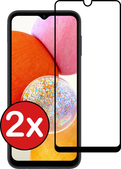 Screenprotector - 2 Stuks - Geschikt voor Samsung Galaxy A14 - Full Cover - Beschermglas - Gehard Glas - Tempered Glass - Screen Protector