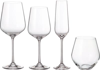 Bohemia Royal Crystal - Wijnglazen set Globo 4x4 - 4x 600ml rode wijn - 4x 490ml witte wijn - 4x 210ml flute - 4x 500ml waterglas