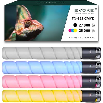 Evoke Compatibele Toner voor Konica Minolta Tn-321 Tn321 A33K150 4X Cmyk: Zwart, Cyaan, Magenta, Geel 102000 Pagina's Bizhub C224 C224E C284 C284E C364 C364E