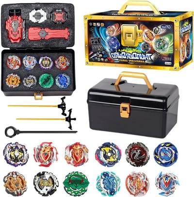 Turbo Blade Spinning Set - 12-in-1 Battle Spinning Set met 4D Metal Fusion Spinner, 3 Burst Launcher en Opbergcase voor Spellen en Cadeaus