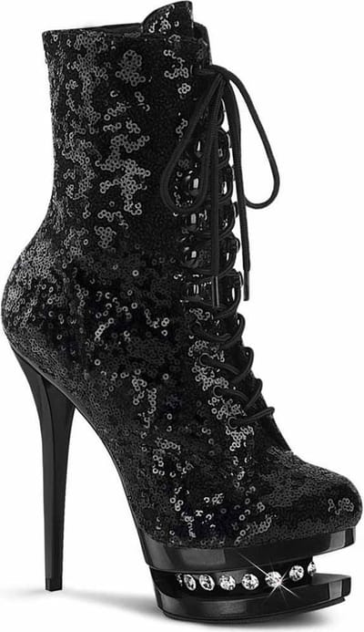 Pleaser - BLONDIE-R-1020 Plateau Laarzen, Paaldans schoenen - Paaldans schoenen - 35 Shoes - Zwart