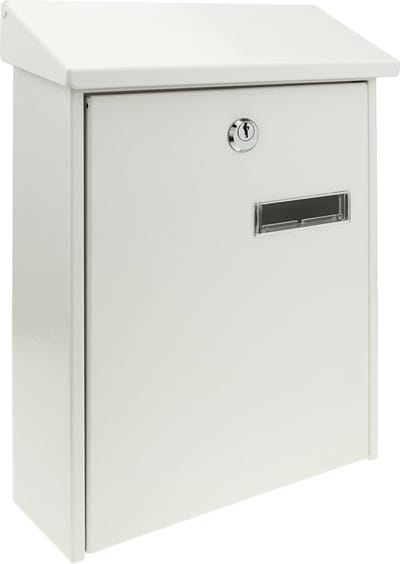 PrimeMatik - Metalen brievenbus voor brieven en post in witte kleur 235 x 75 x 315 mm