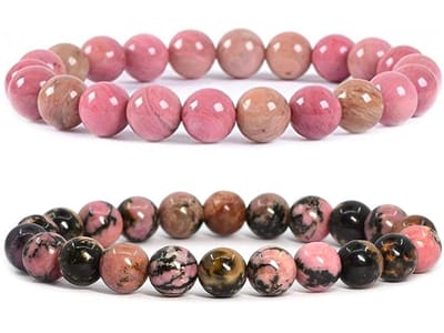 Bixorp Gems Rhodoniet Edelstenen Armbanden Set - Rode & Zwarte Kralenarmband