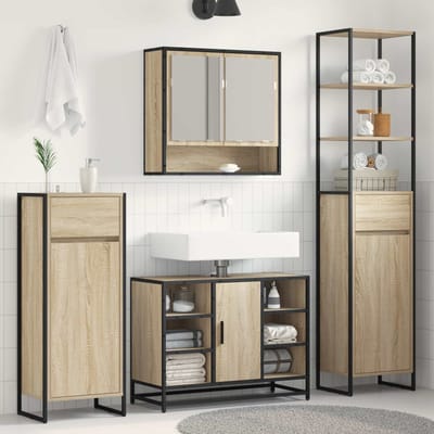 vidaXL - Badkamerkast - Sonoma - 40 - x - 30 - x - 180 - cm - Bewerkt - hout