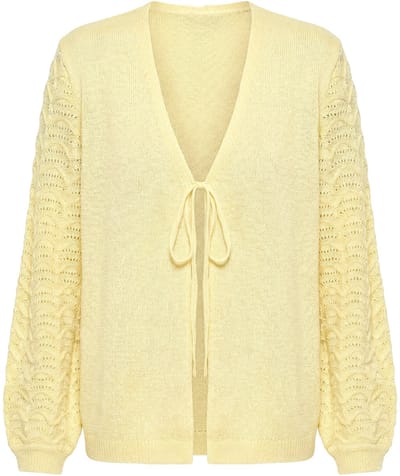 MIAMODA - Dames - Vest Comfort Fit glitterbreisel lange ballonmouwen - Sorbet geel - Maat 42+