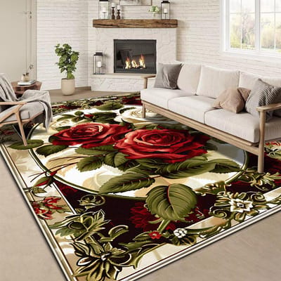 Retro Bloemig Groot Tapijt 200x300 cm Europese Luxe Decoratie Tapijt voor Woonkamer Antislip Slaapkamer Garderobe Wasbare Zachte Mat 140*200cm