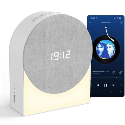 Wekker – Lamp – Bluetooth Speaker – Digitale Wekker met Wit Geluid Machine & Bluetooth Speaker – 4-in-1 Nachtlampje voor Slaapkamer met Timer – Baby Slaaphulp & Volwassenen Ontspanning – Wit