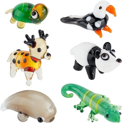 Miniatuur Glazen Dierenfiguren, Kleurvolle Decoraties van Dolfijnen, Schildpadden en Panda's voor Thuis en Verzamelingen
