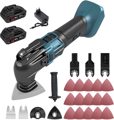 Draadloos oscillerend gereedschap – 20V multitool – Met 1500mAh accu – 8000-19000 tpm – Variabele snelheid – Stofafzuigaansluiting – 3,2° oscillatiehoek – Voor zagen en schuren