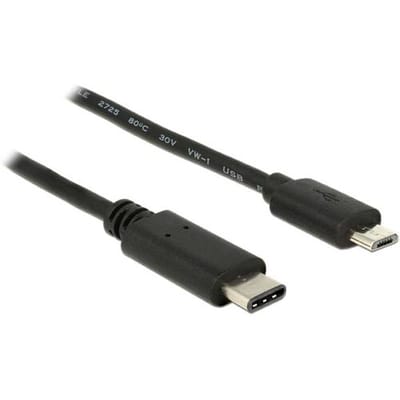 Delock 83333 USB-kabel USB 2.0 USB-micro-B stekker, USB-C stekker 0.50 m Zwart