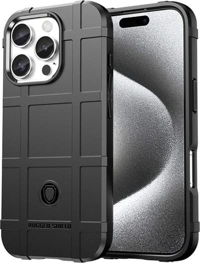 MobyDefend Hoesje - Geschikt voor iPhone 16 Pro - Rugged Shield TPU Backcover - Zwart