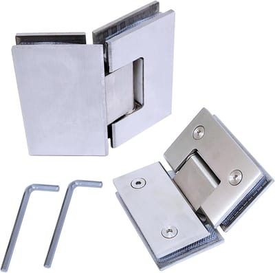 Dailygoods- Douchedeur Scharnieren 135 Graden - Roestvrij Staal - Geschikt voor 8-12mm Glas - Set van 2 - Inclusief Inbussleutel - Duurzaam en Mooi - Deurscharnier