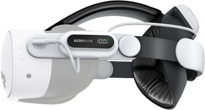 BOBOVR E3 Pro Batterijband voor Meta Quest 3 & 3S | Elite VR Hoofdband met 10.000 mAh Hot-Swap B100 Batterij | Verstelbare Comfortband met 3,5mm Audio Jack